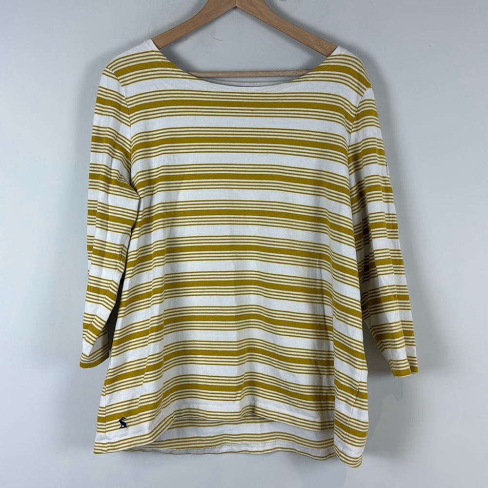 Joules New Harbour Cream Gold Long Sleeve Stripe Shirt